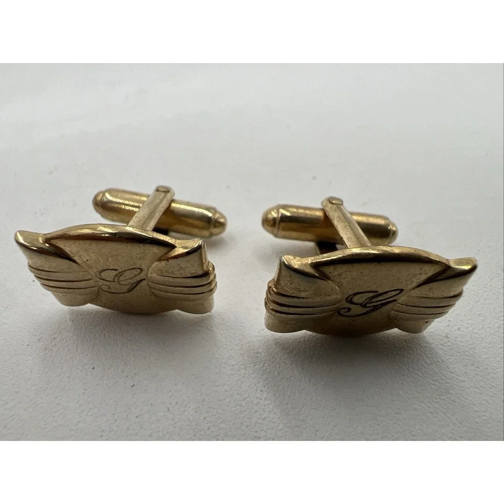 vintage gold tone cufflinks With Initial